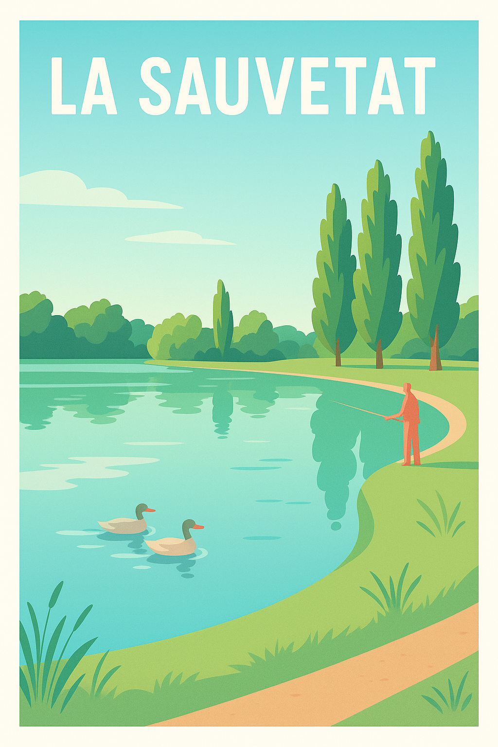 Affiche La Sauvetat — Sérénité au bord de l'eau · poster d'art de La Sauvetat