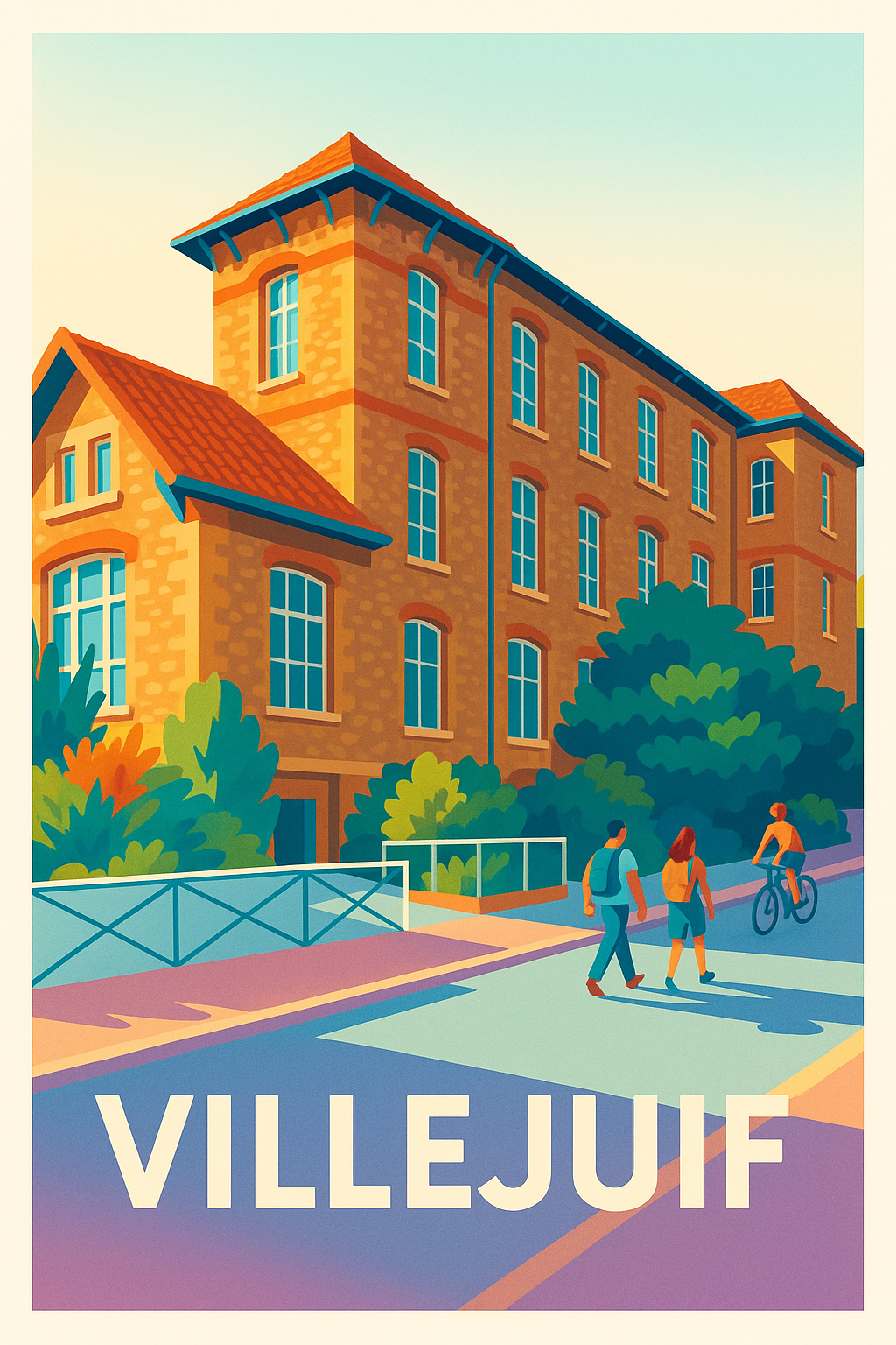 Affiche de Villejuif - Esprit de quartier ensoleillé