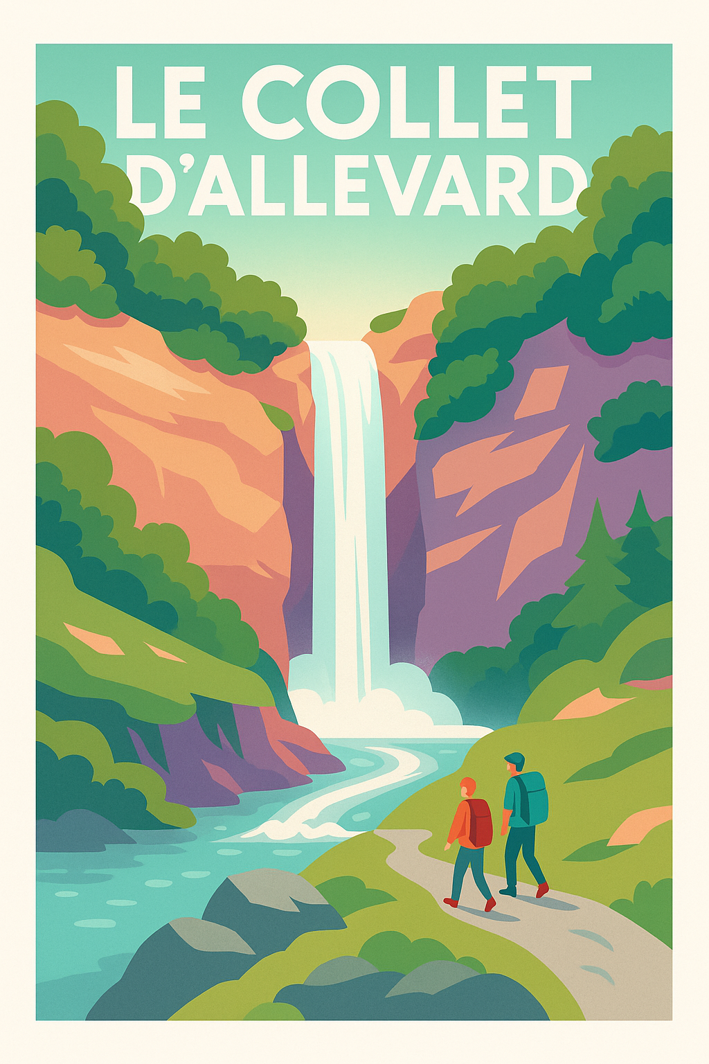 Affiche Le Collet d'Allevard — Évasion nature et cascade majestueuse · poster d'art de Le Collet d'Allevard
