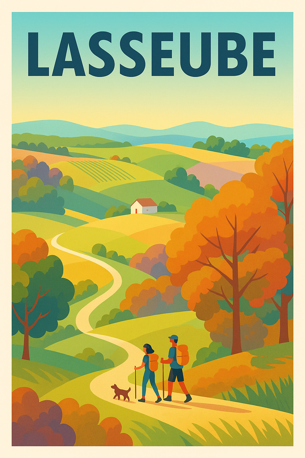 Affiche de Lasseube - Invitation à la randonnée au cœur de la nature