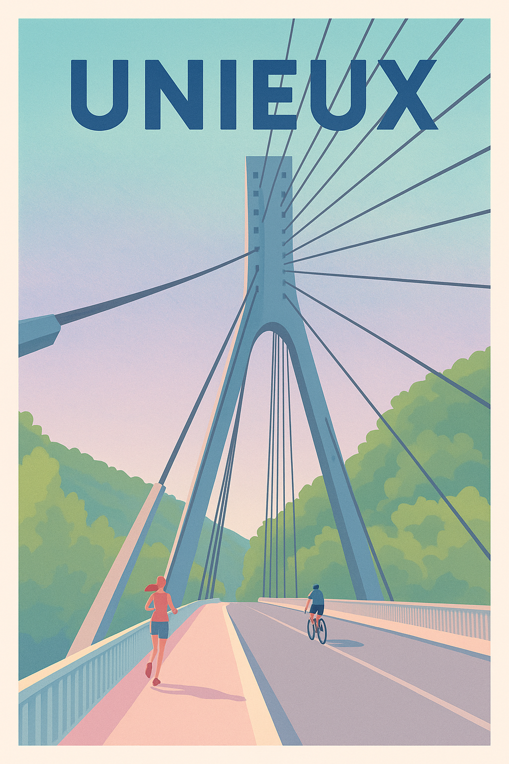 Affiche de Unieux - Pont moderne et esprit sportif