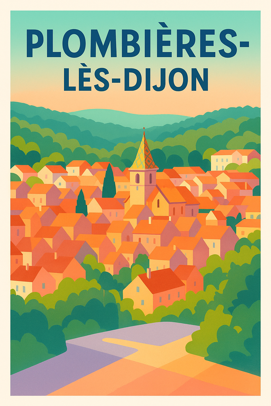 Affiche de Plombières-lès-Dijon - Charme bucolique en couleurs éclatantes