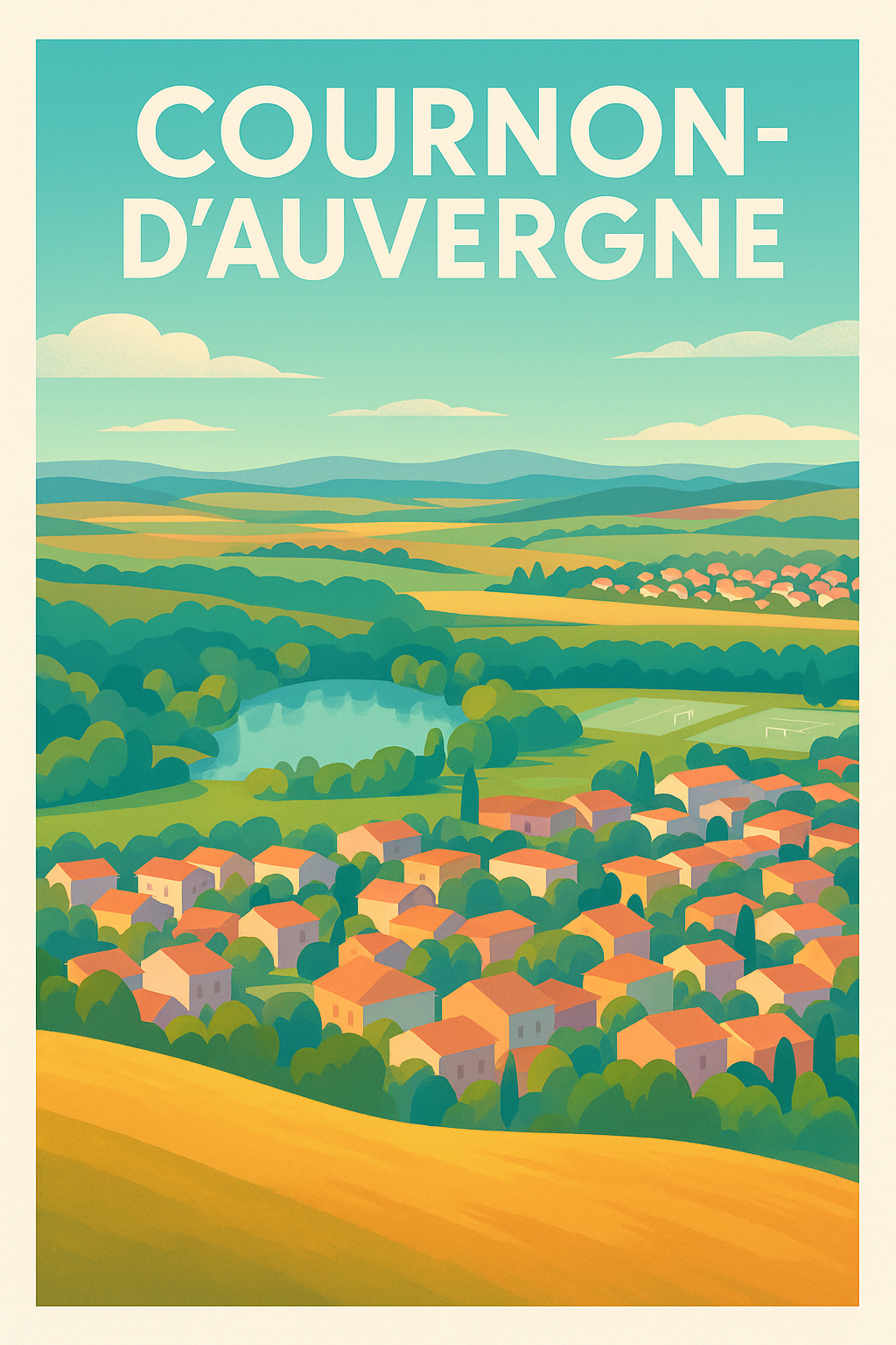Affiche de Cournon-d'Auvergne - Tranquillité au cœur de la nature auvergnate