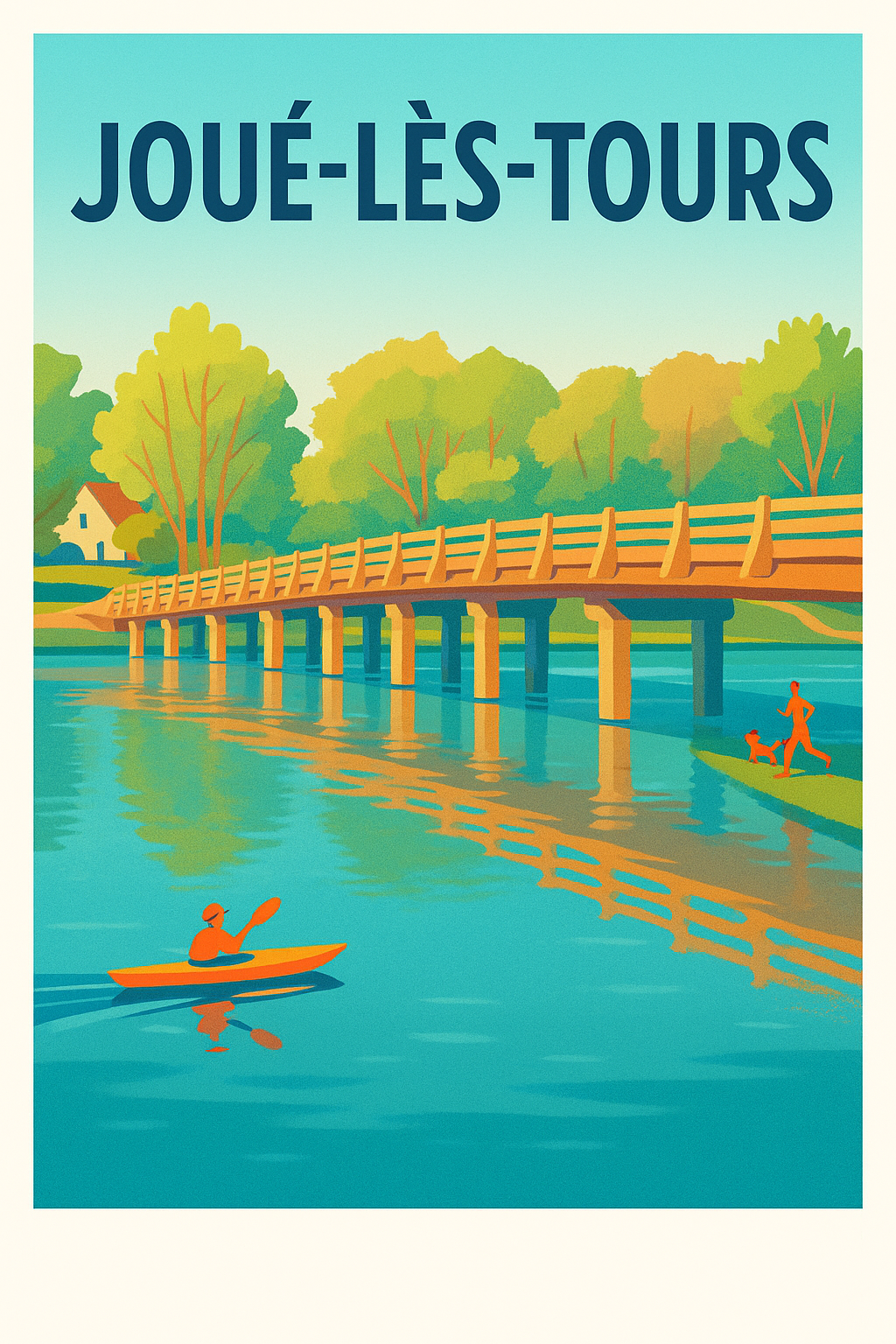 Affiche Joué-lès-Tours — Évasion au fil de l'eau · poster d'art de Joué-lès-Tours