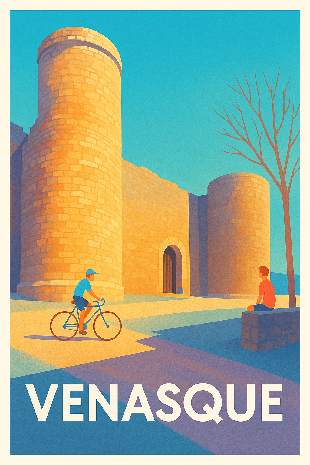 Affiche Venasque — Charme médiéval sous un ciel éclatant · poster d'art de Venasque