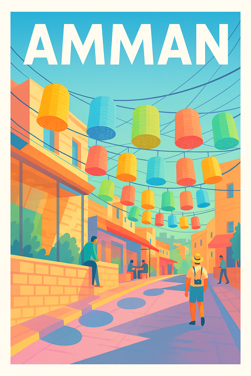 Affiche de Amman - Promenade colorée sous les lanternes