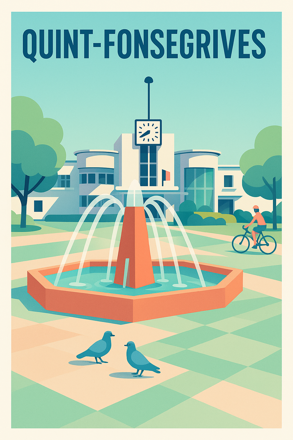 Affiche de Quint-Fonsegrives - Sérénité autour de la fontaine centrale