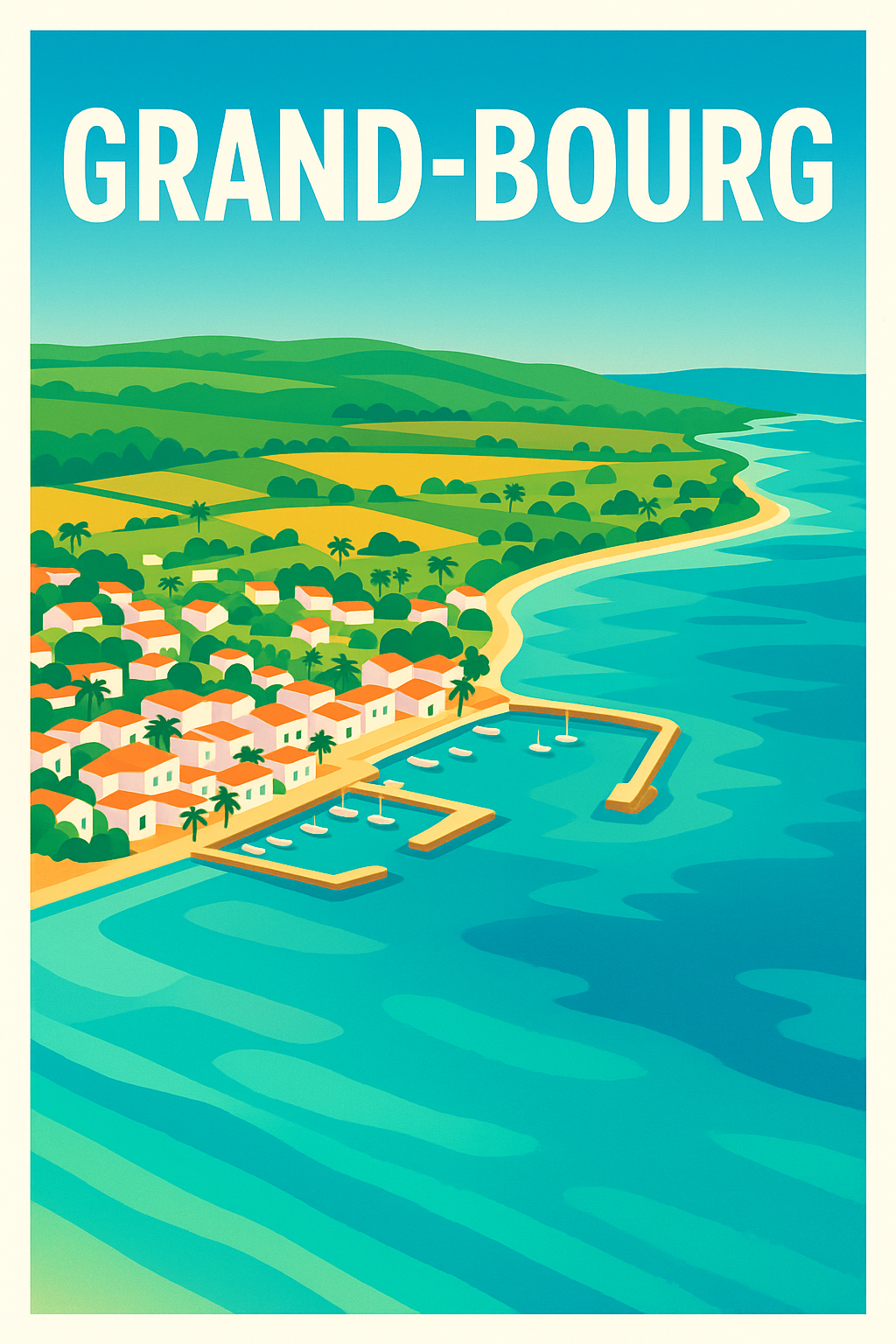 Affiche de Grand-Bourg - Évasion entre mer et campagne tropicale