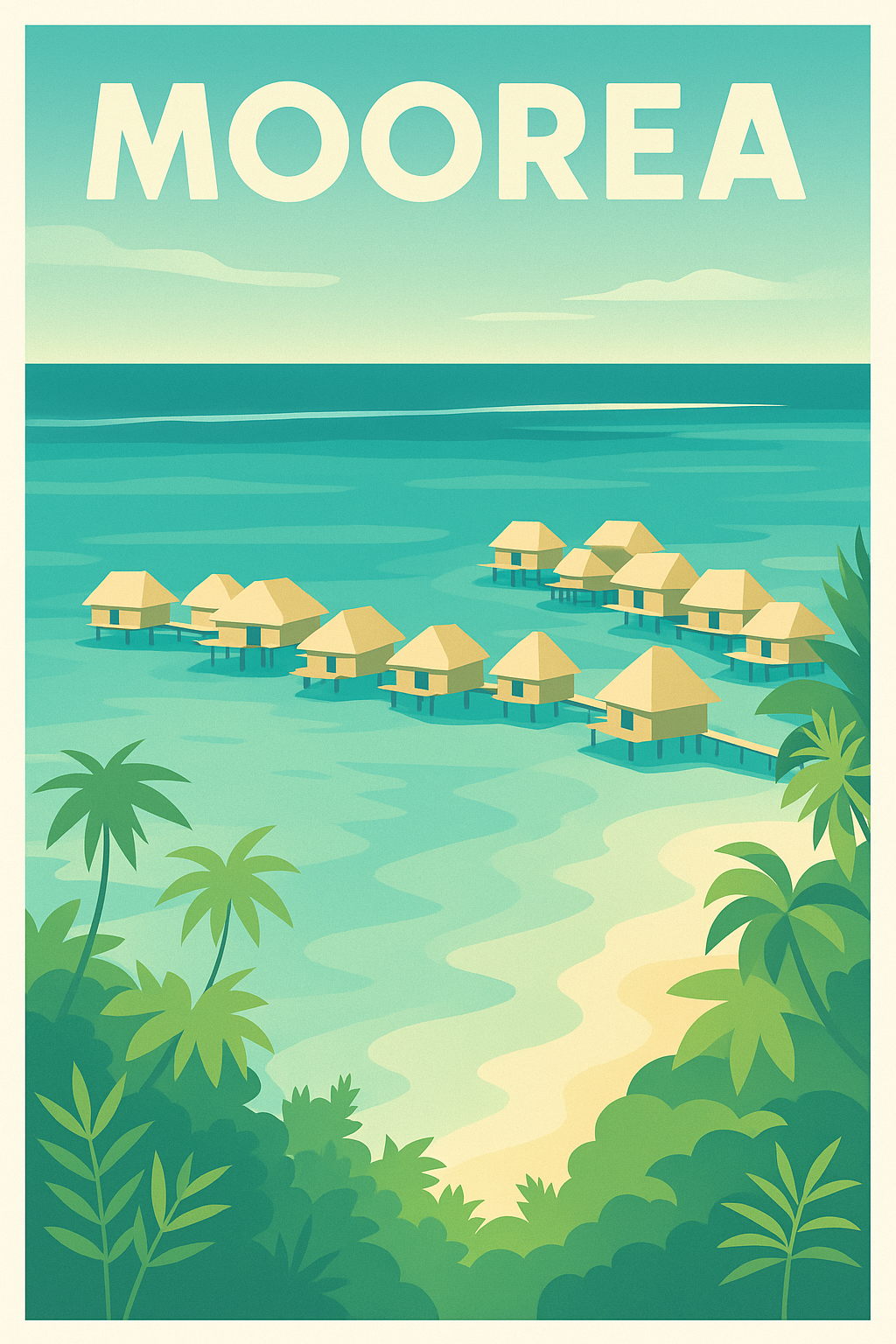 Affiche de Moorea - Évasion tropicale et bungalow sur l'eau