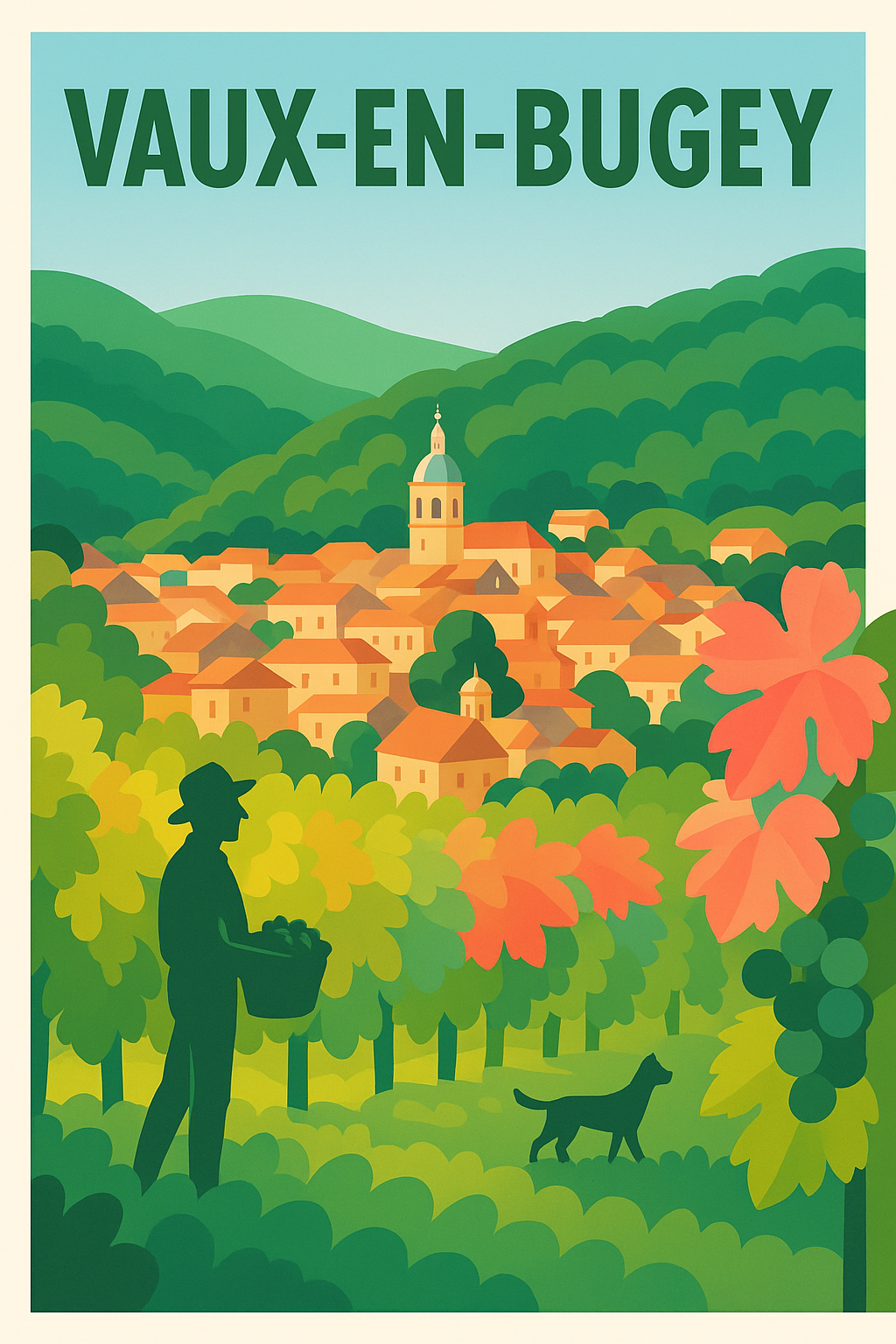 Affiche de Vaux-en-Bugey - Charme naturel et village typique