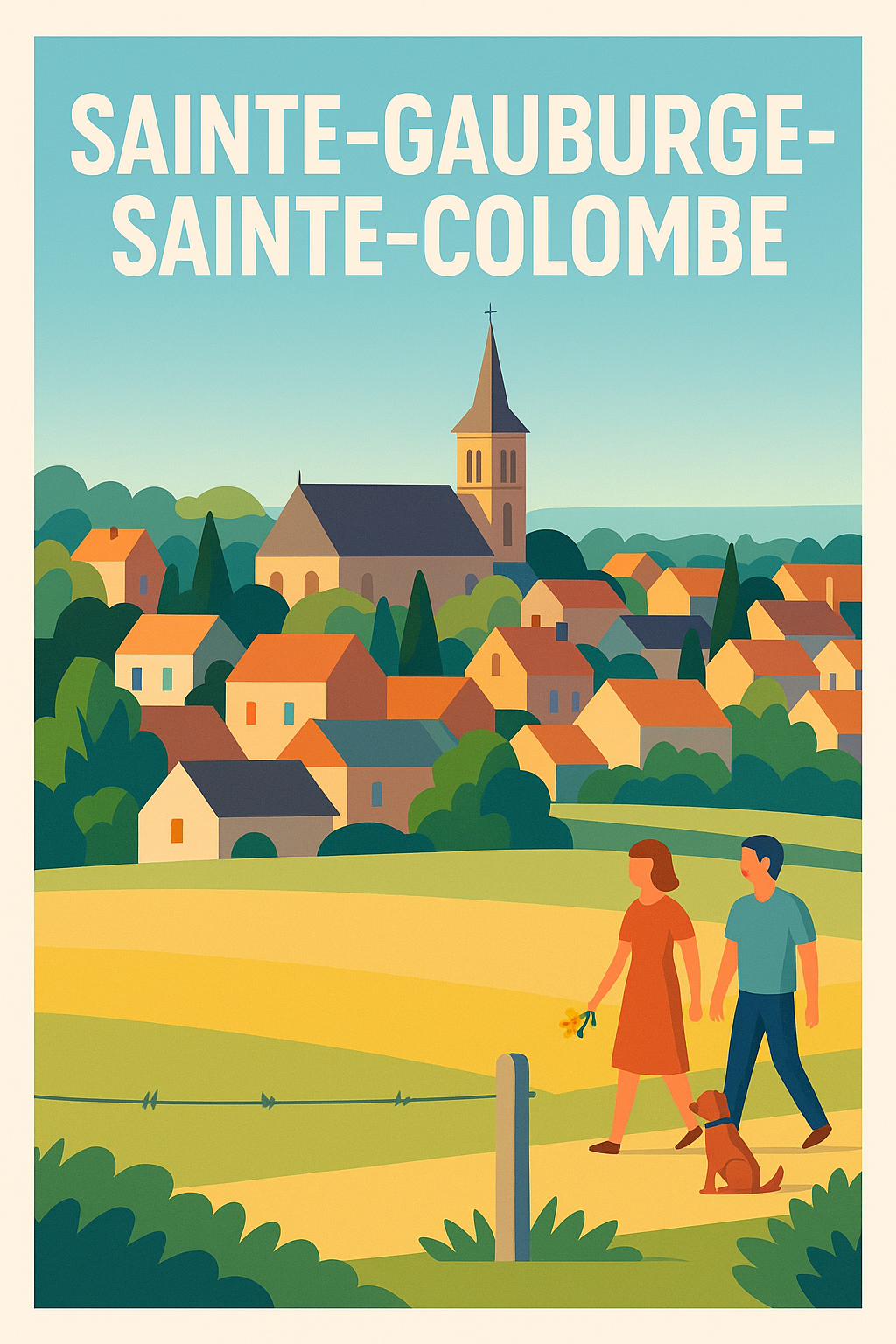 Affiche de Sainte-Gauburge-Sainte-Colombe – Charme bucolique en poster vintage