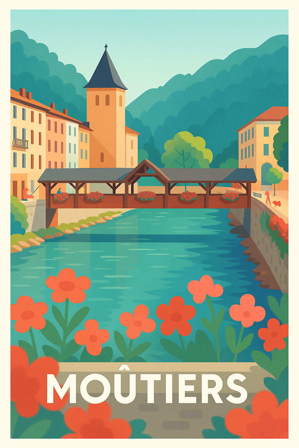 Affiche de Moûtiers - Charme pittoresque des Alpes