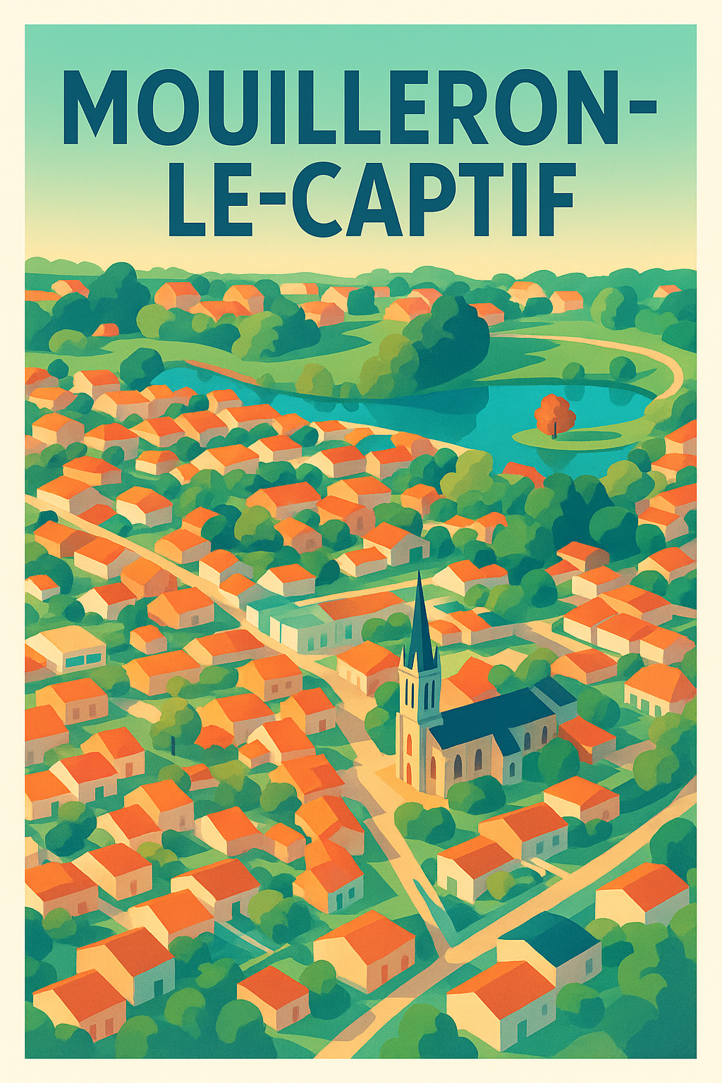 Affiche de Mouilleron-le-Captif - Vue pittoresque et colorée
