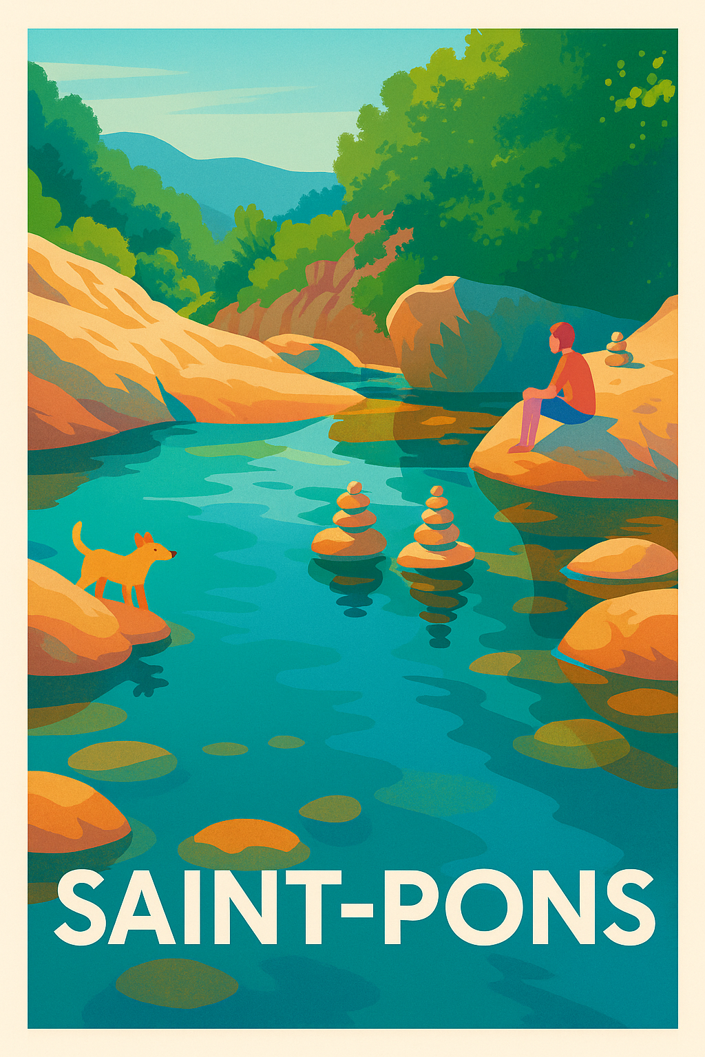 Affiche Saint-Pons — Évasion Nature au Fil de l'Eau · poster d'art de Saint-Pons