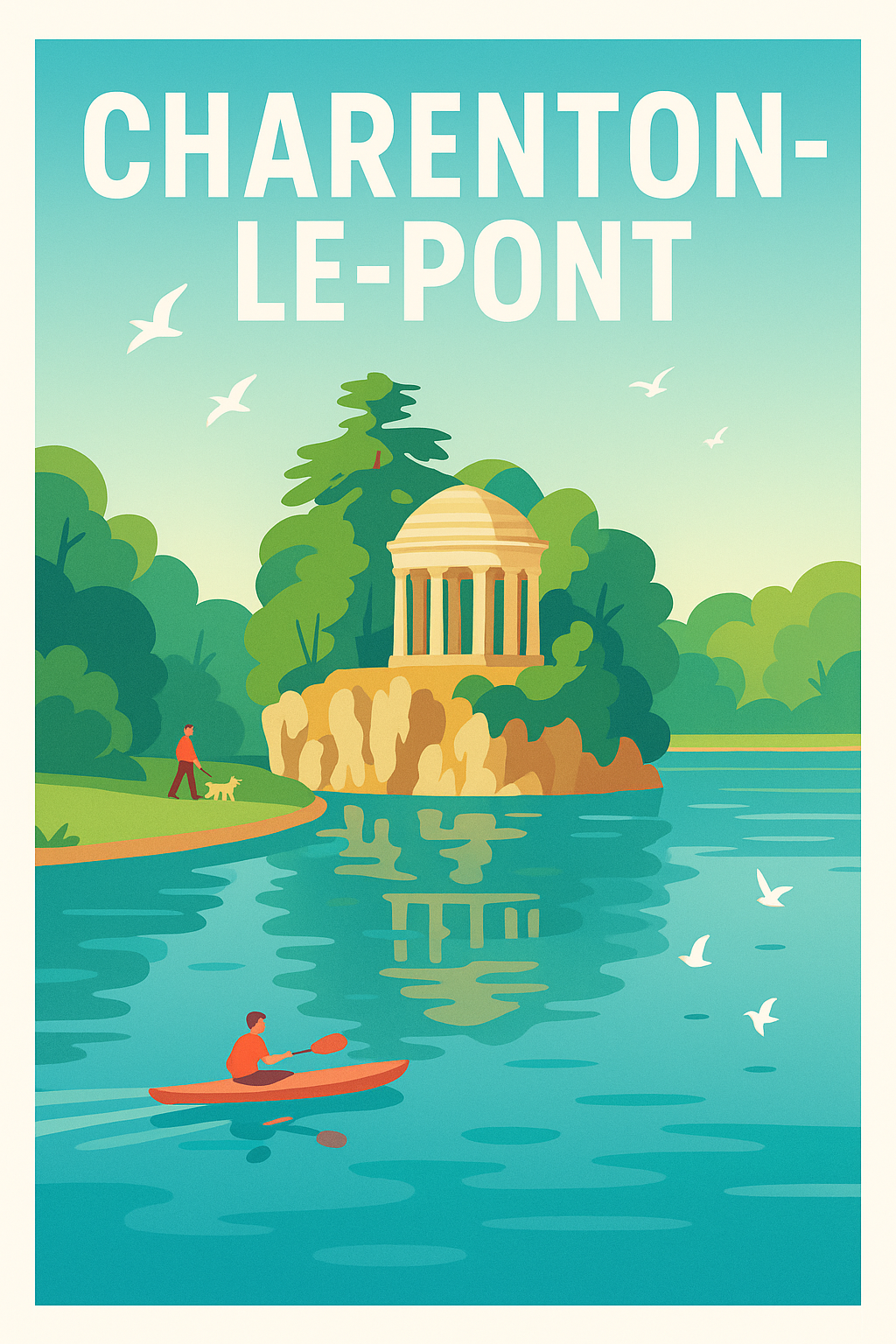 Affiche Charenton-le-Pont — Évasion sur l'eau et nature paisible · poster d'art de Charenton-le-Pont