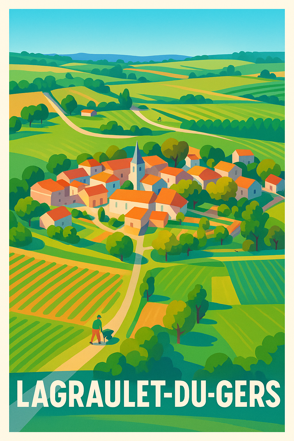 Affiche Lagraulet-du-Gers — Charme bucolique au cœur de la campagne · poster d'art de Lagraulet-du-Gers
