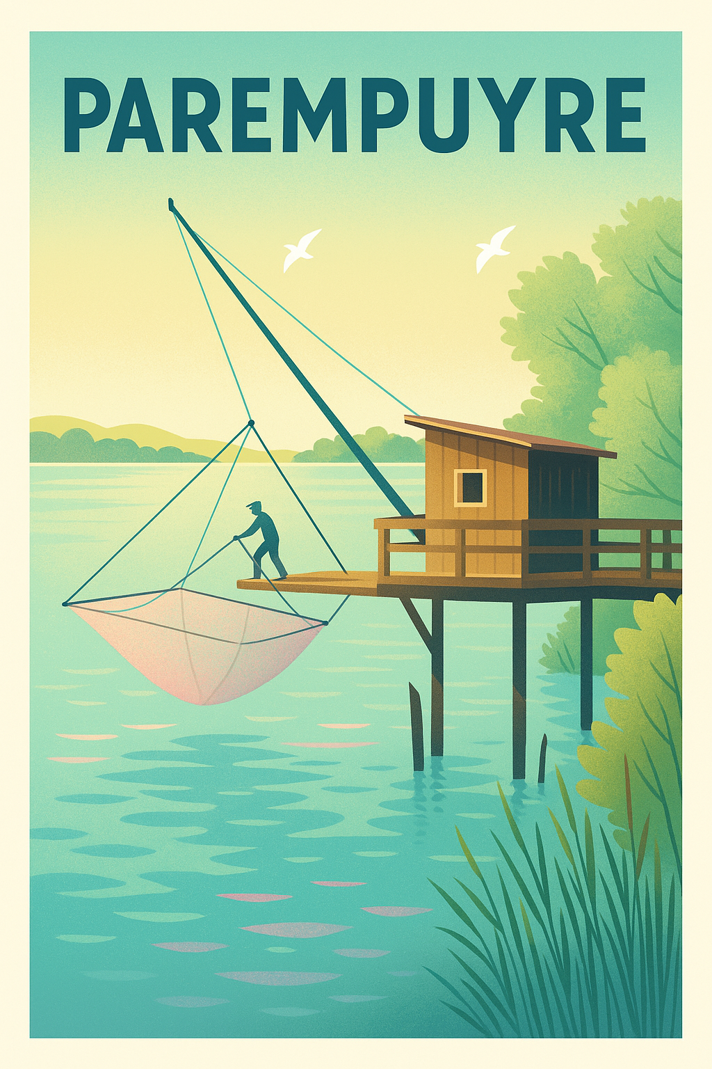 Affiche de Parempuyre - Le charme tranquille du carrelet sur la Dordogne