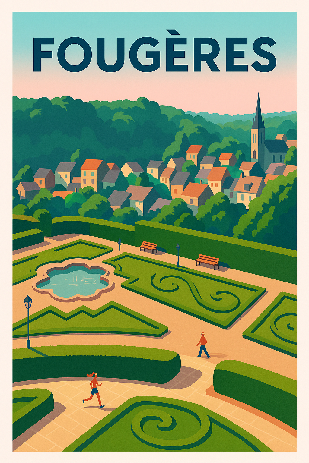 Affiche de Fougères - Harmonie et sérénité dans les jardins à la française