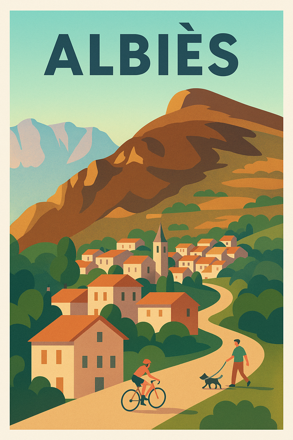 Affiche Albiès — Le charme paisible des montagnes ariégeoises · poster d'art de Albiès