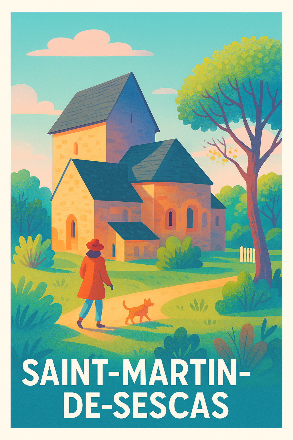 Affiche Saint-Martin-de-Sescas — Promenade bucolique au cœur du vignoble · poster d'art de Saint-Martin-de-Sescas