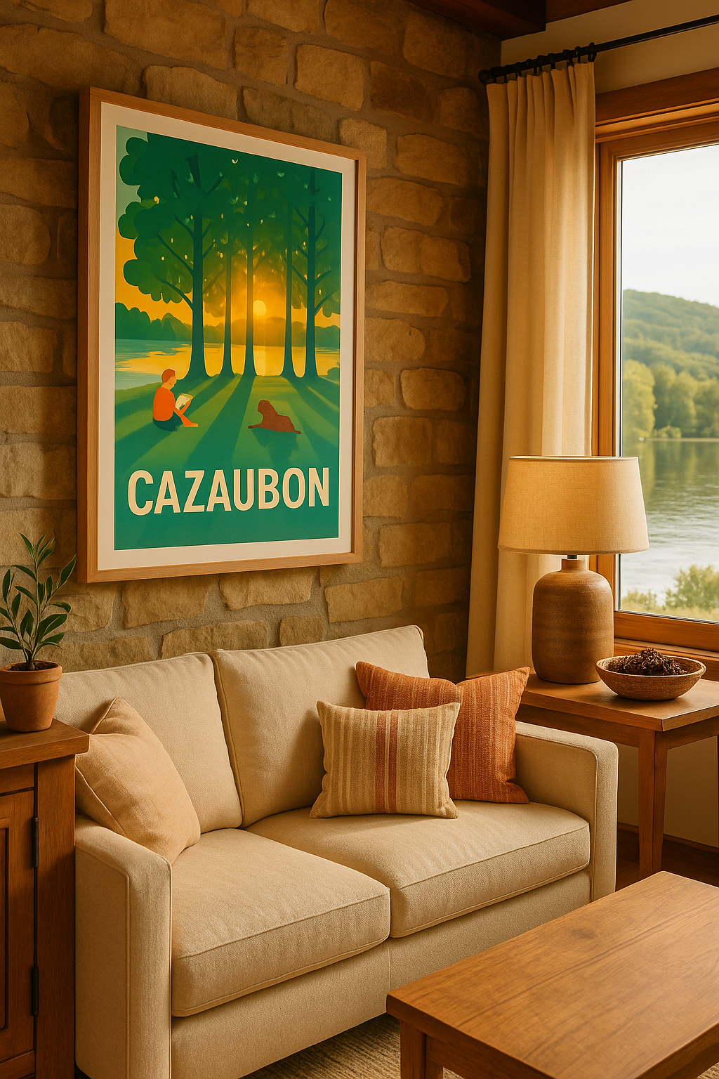 Mise en situation Affiche de Cazaubon - Sérénité au coucher du soleil