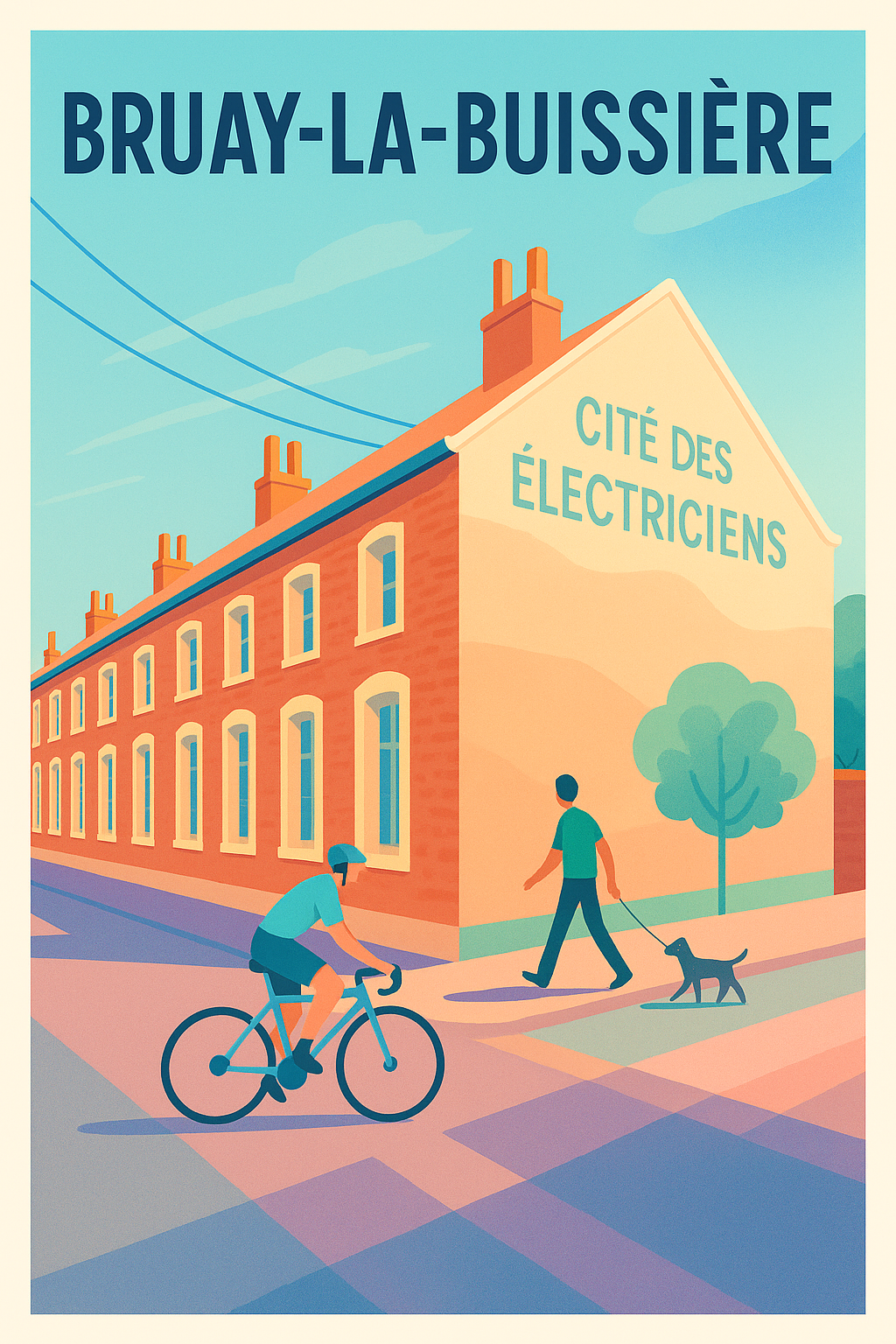 Affiche Bruay-la-Buissière — Charme et vie quotidienne à la Cité des Électriciens · poster d'art de Bruay-la-Buissière