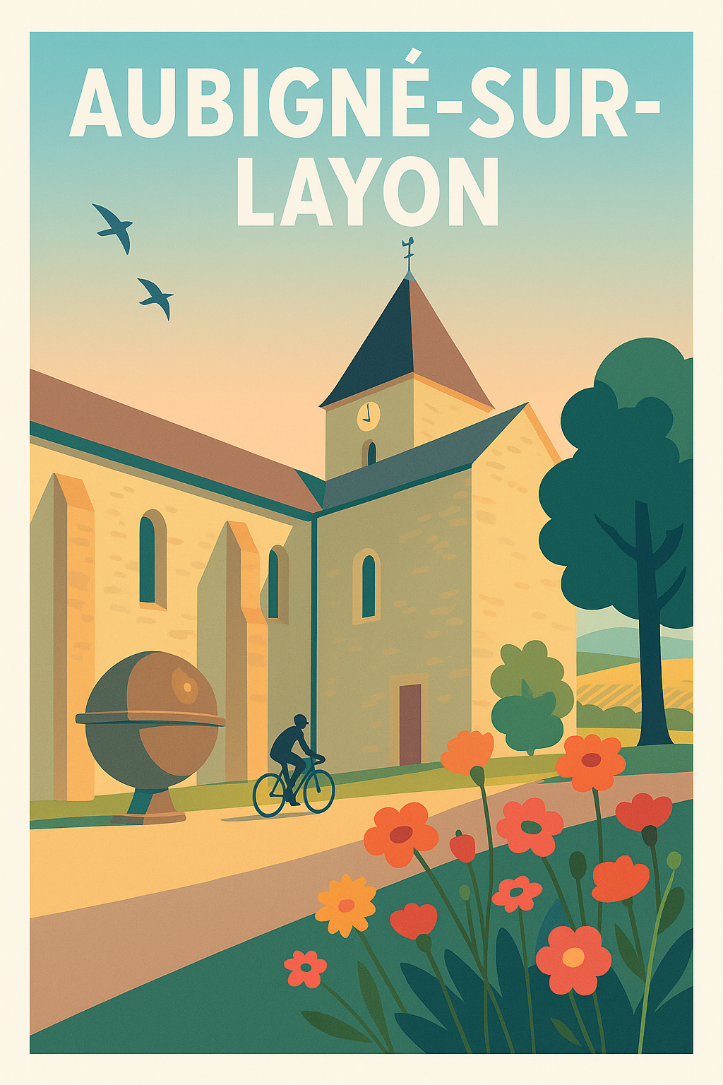 Affiche Aubigné-sur-Layon — Charme bucolique au cœur du vignoble · poster d'art de Aubigné-sur-Layon