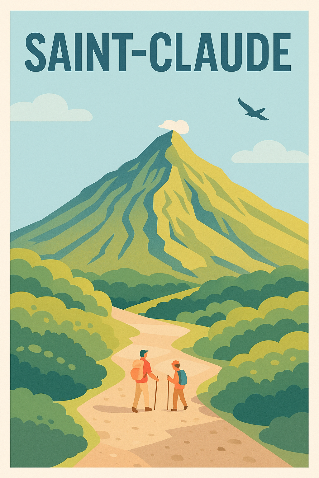 Affiche de Saint-Claude - Invitation à la randonnée au cœur de la nature