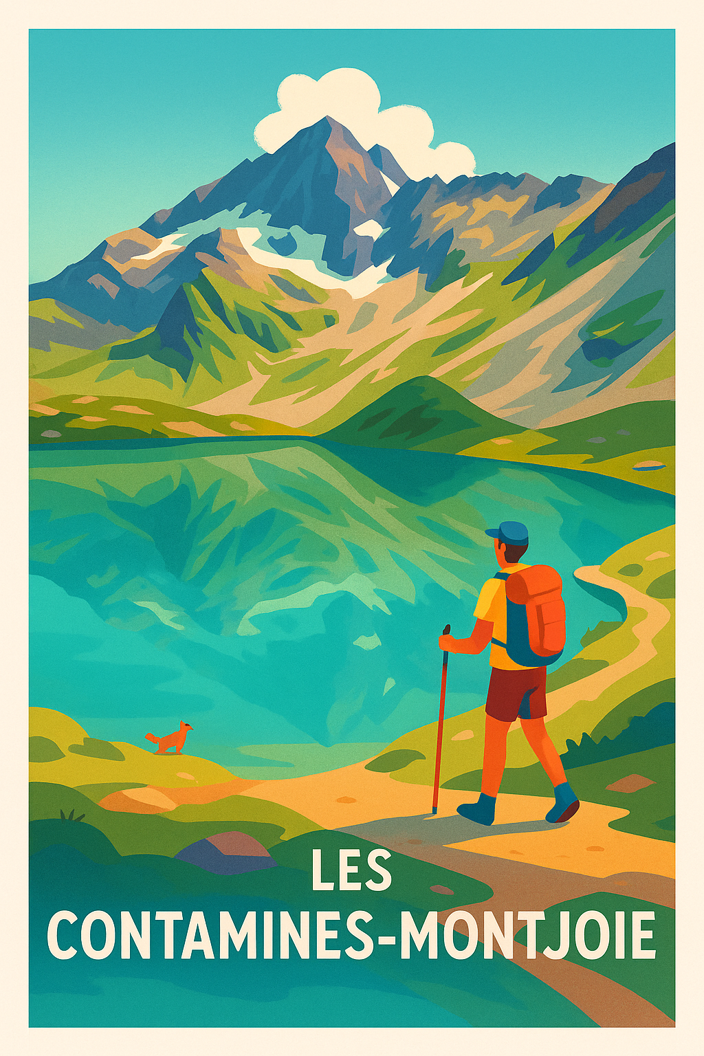 Affiche Les Contamines-Montjoie — Invitation à l'aventure alpine · poster d'art de Les Contamines-Montjoie