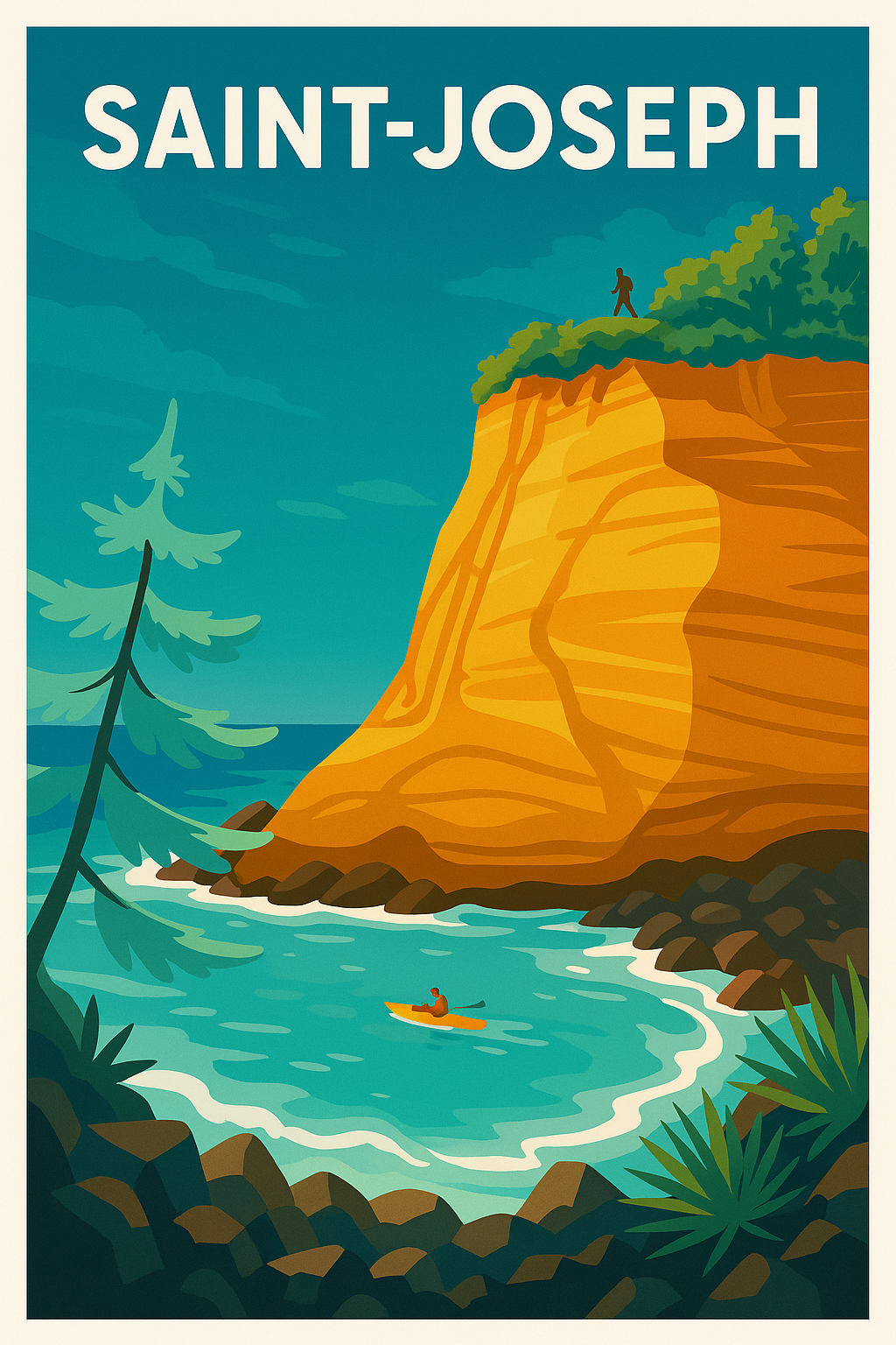 Affiche Saint-Joseph — L'aventure au bord des falaises · poster d'art de Saint-Joseph