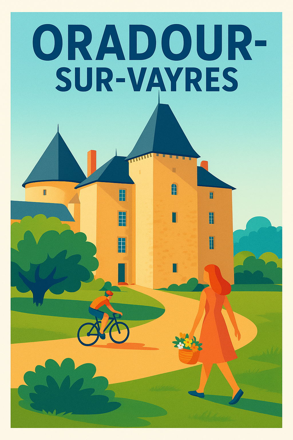Affiche de Oradour-sur-Vayres - L'élégance d'un château au cœur de la campagne