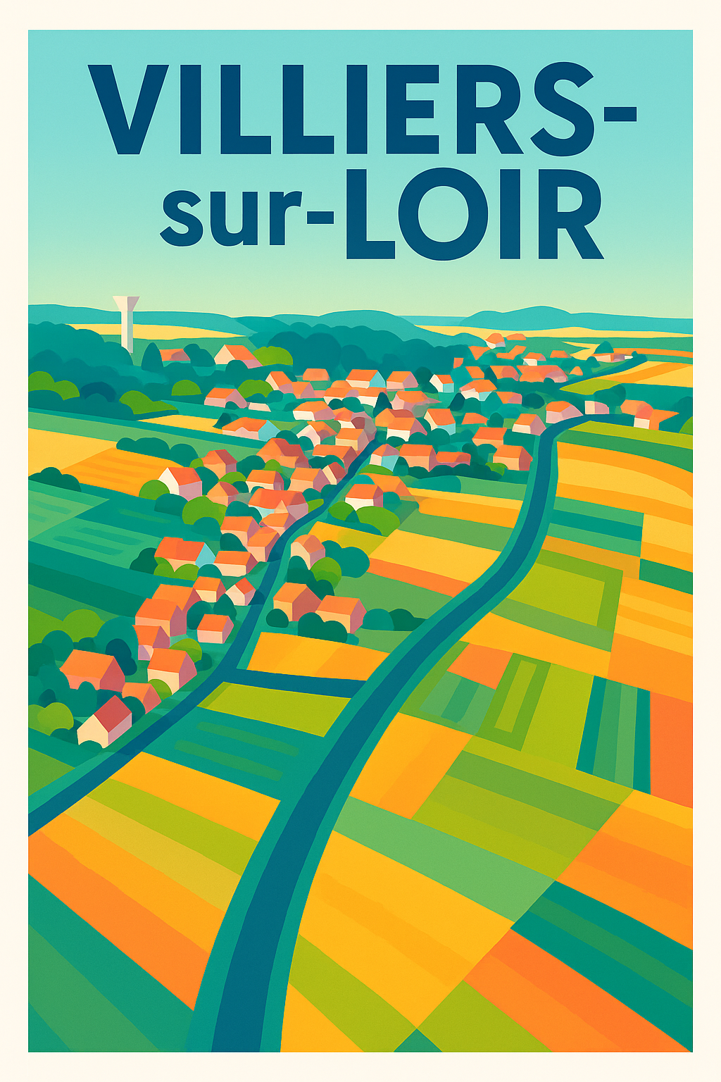 Affiche de Villiers-sur-Loir - Vue colorée du terroir ligérien