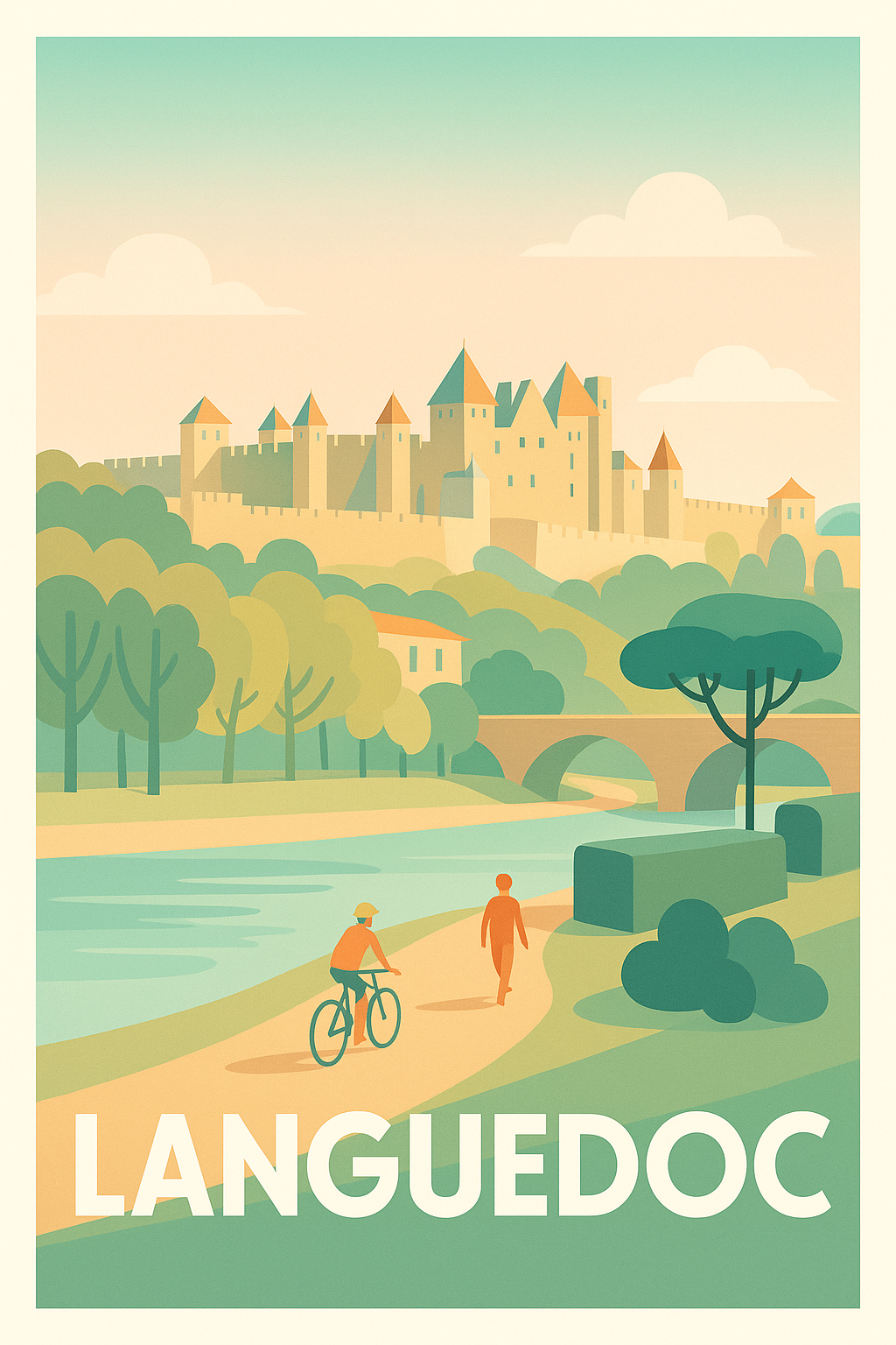 Affiche Languedoc — Évasion et patrimoine médiéval · poster d'art de Languedoc