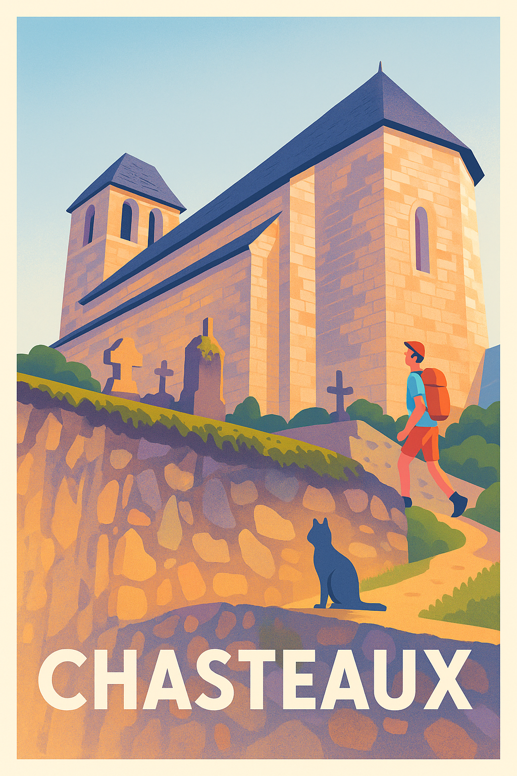 Affiche Chasteaux — Charme paisible et randonnée au cœur du patrimoine · poster d'art de Chasteaux