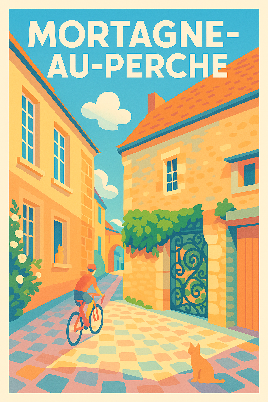 Affiche de Mortagne-au-Perche - L'élégance intemporelle d'une ruelle ensoleillée