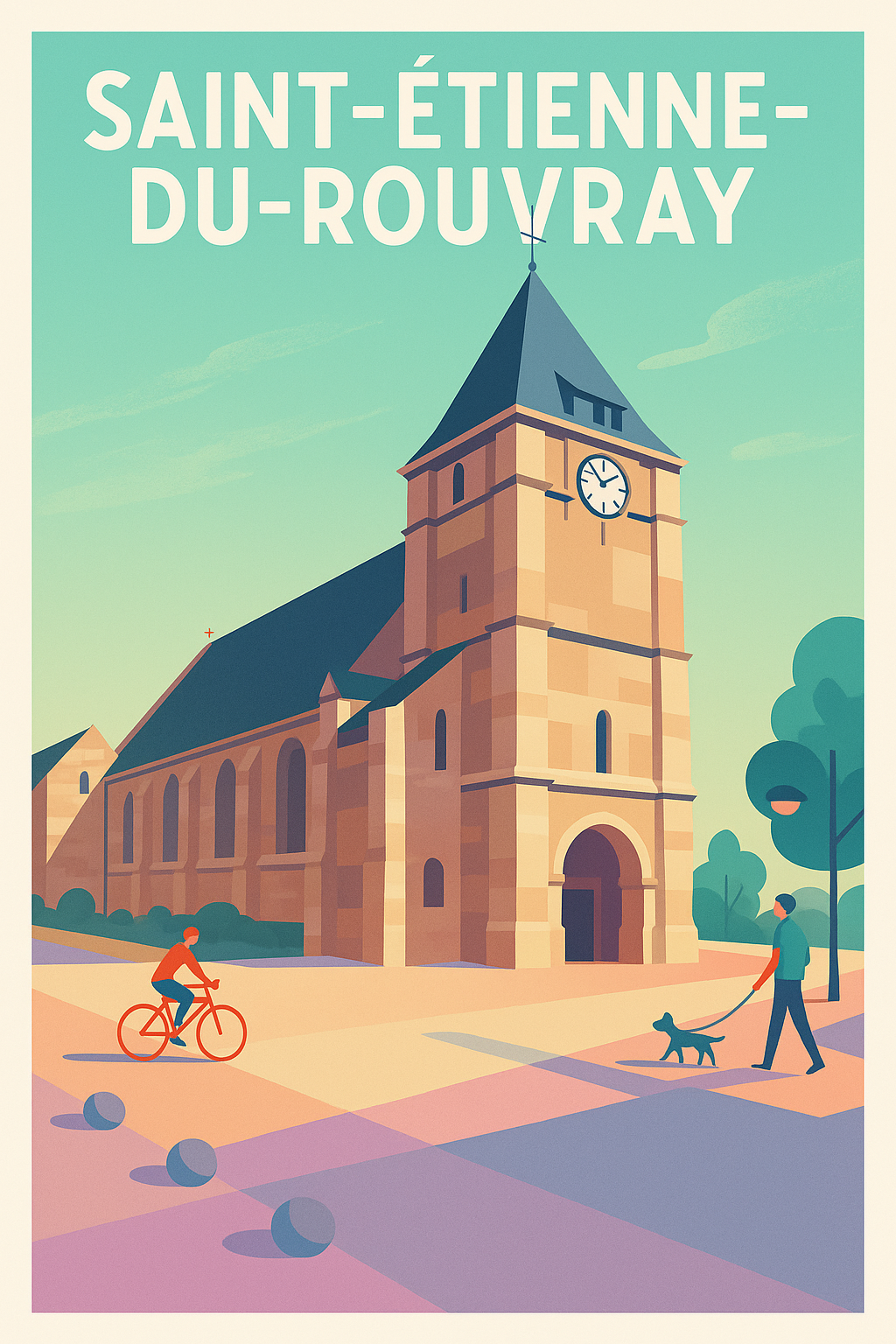 Affiche Saint-Étienne-du-Rouvray — Harmonie urbaine et patrimoine · poster d'art de Saint-Étienne-du-Rouvray