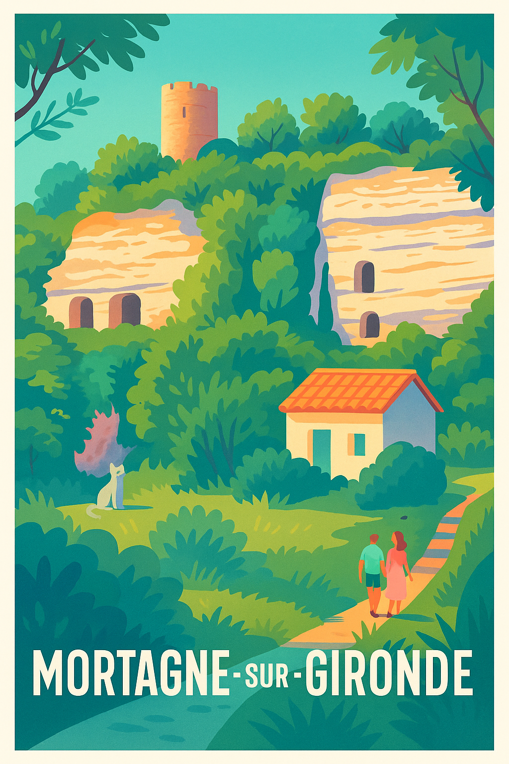Affiche Mortagne-sur-Gironde — Harmonie Nature et Patrimoine · poster d'art de Mortagne-sur-Gironde