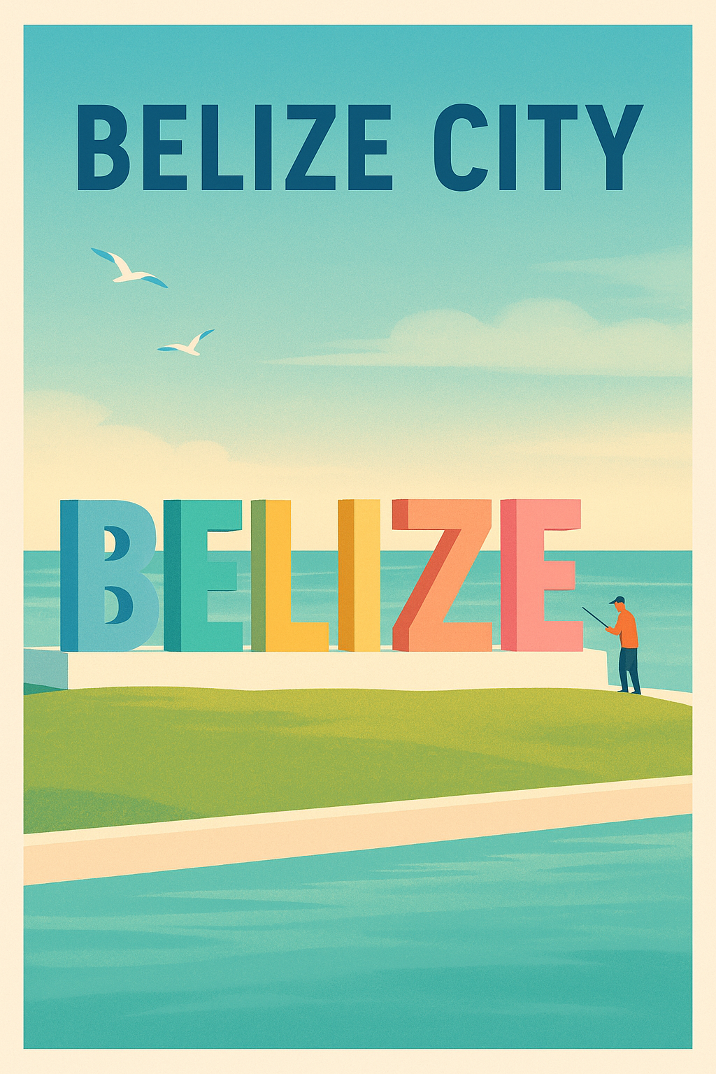 Affiche de Belize City - Vibrante escapade colorée au bord de l'eau