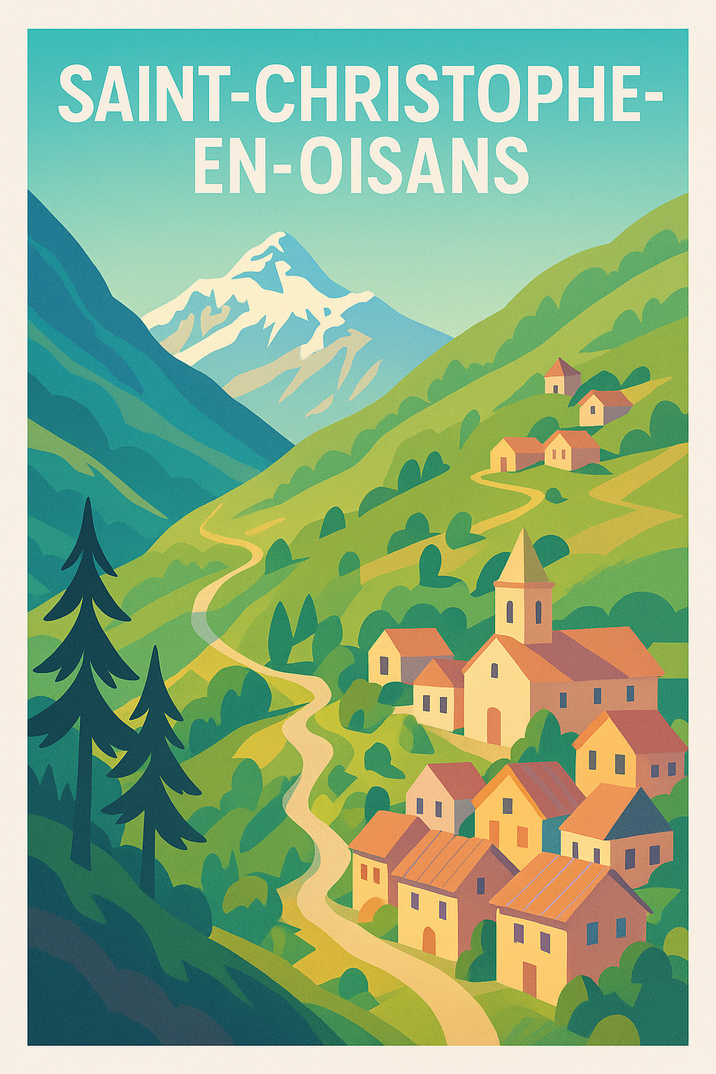 Affiche Saint-Christophe-en-Oisans — Charme authentique des Alpes · poster d'art de Saint-Christophe-en-Oisans
