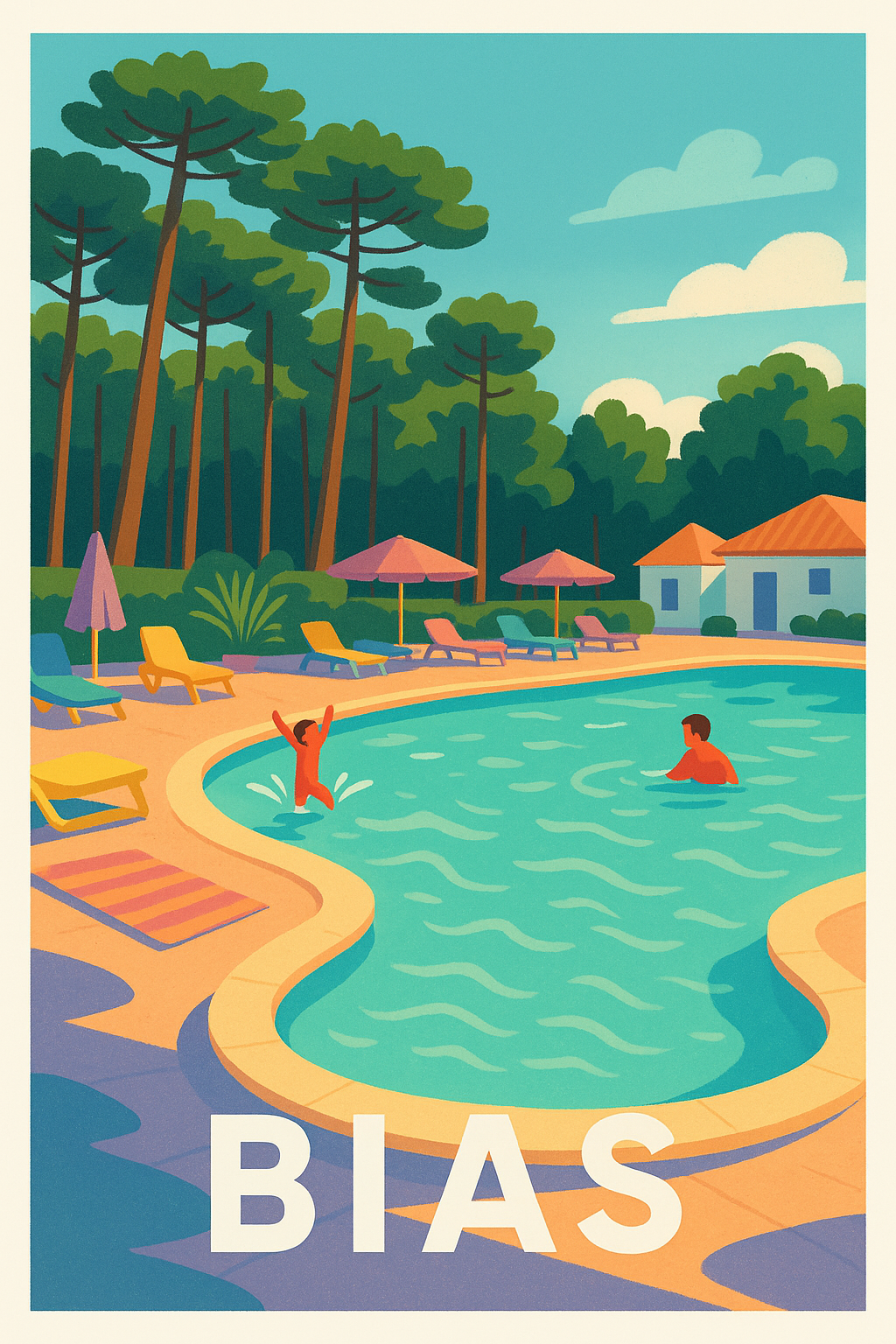Affiche Bias — Ambiance vacances au bord de la piscine · poster d'art de Bias