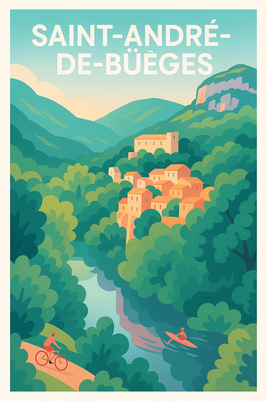 Affiche Saint-André-de-Buèges — L'évasion nature au cœur de l'Hérault · poster d'art de Saint-André-de-Buèges