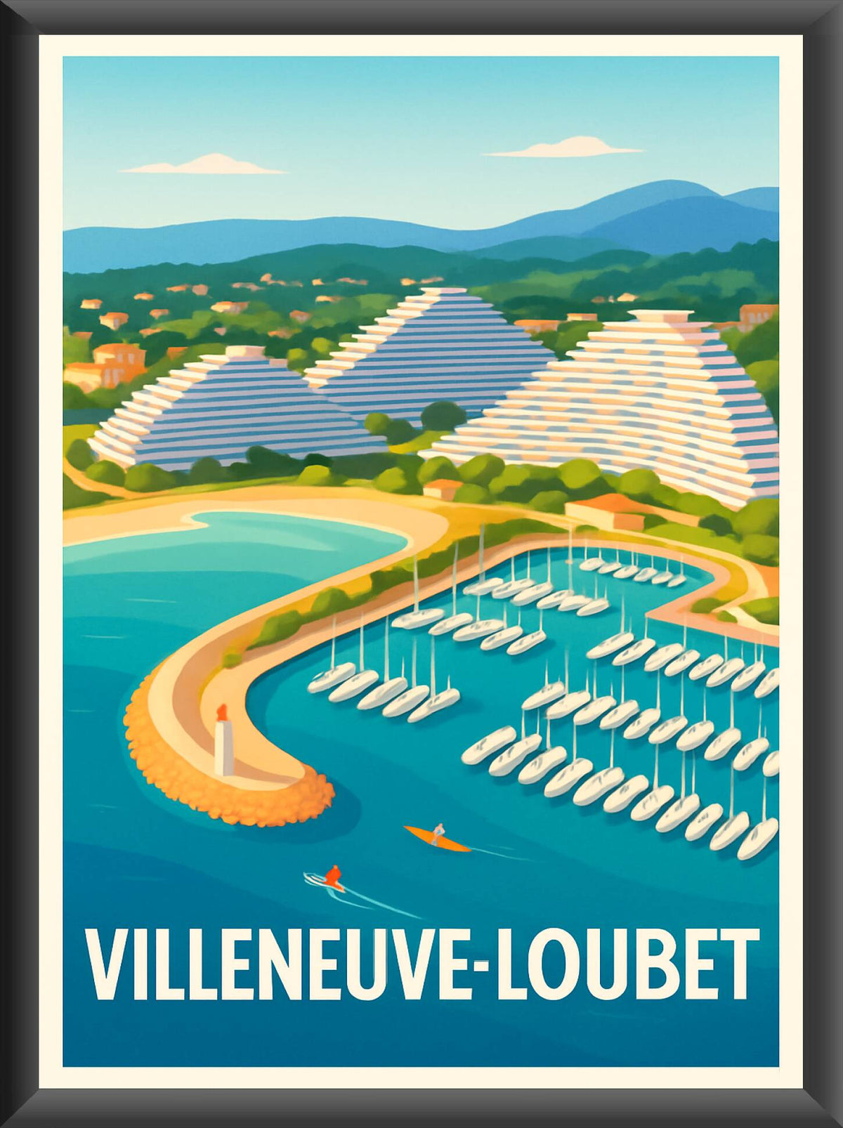 Affiche Villeneuve-Loubet — Escapade en bord de mer · poster d'art de Villeneuve-Loubet