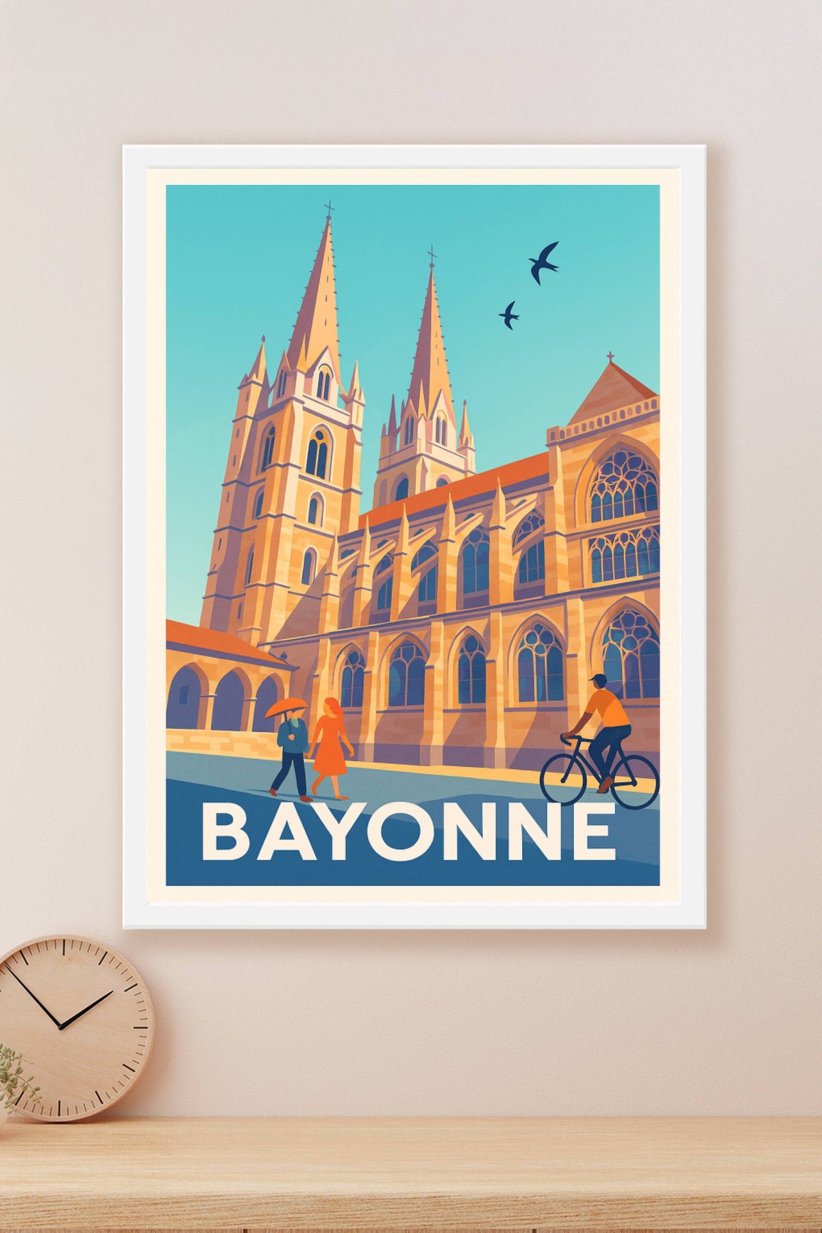 Affiche Bayonne — Charme gothique entre ciel bleu et traditions · poster d'art de Bayonne