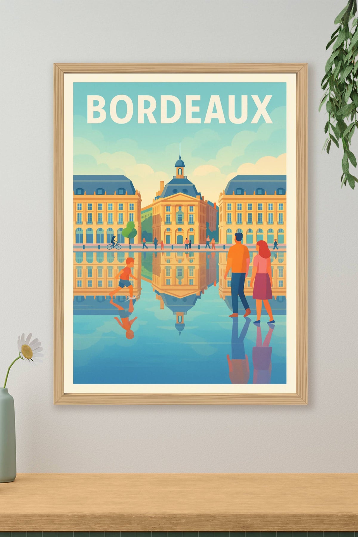 Affiche Bordeaux — Reflets élégants sur la Place de la Bourse · poster d'art de Bordeaux