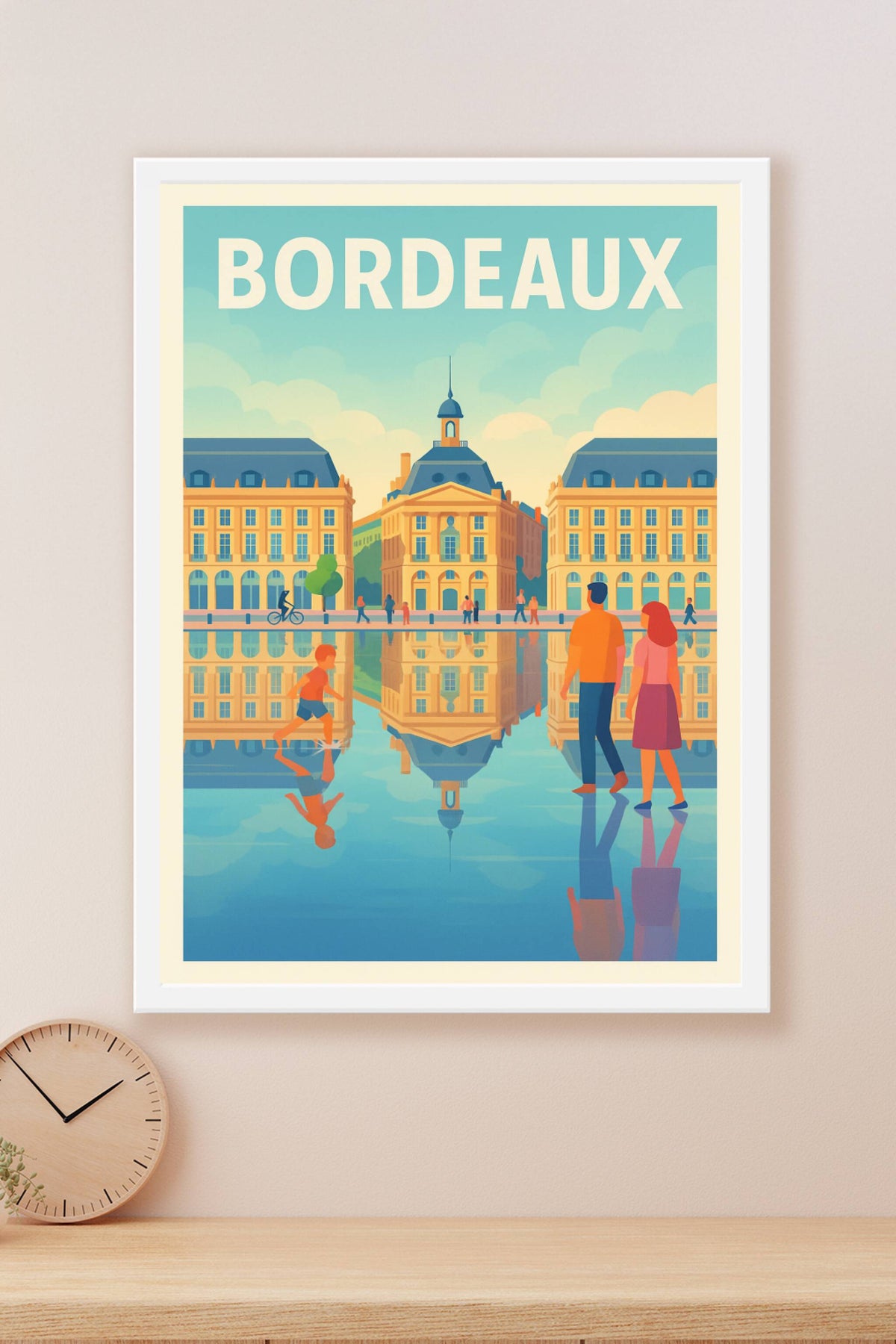 Affiche Bordeaux — Reflets élégants sur la Place de la Bourse · poster d'art de Bordeaux