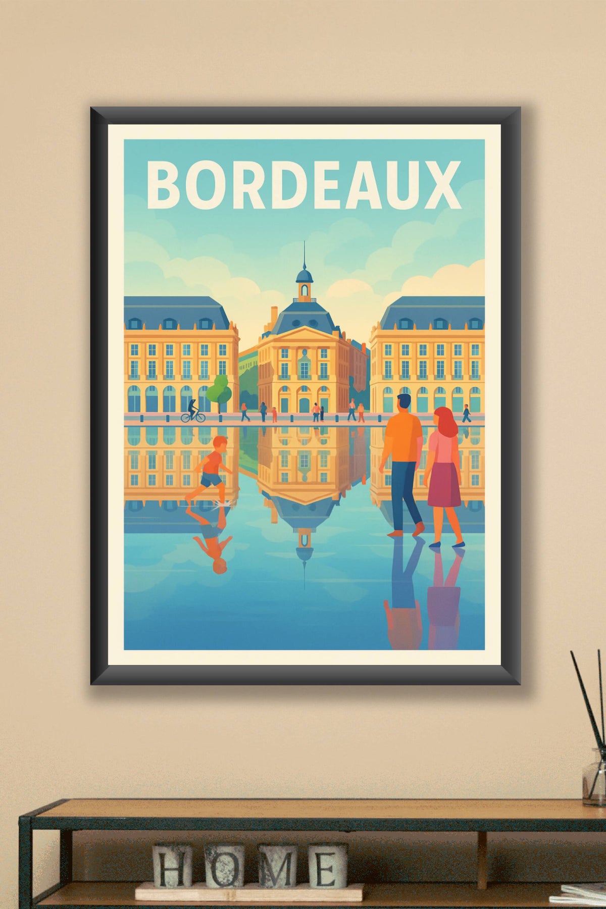 Affiche Bordeaux — Reflets élégants sur la Place de la Bourse · poster d'art de Bordeaux