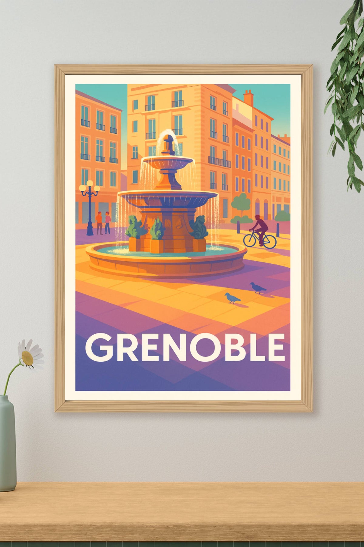 Affiche Grenoble — Instant de calme en cœur de ville · poster d'art de Grenoble