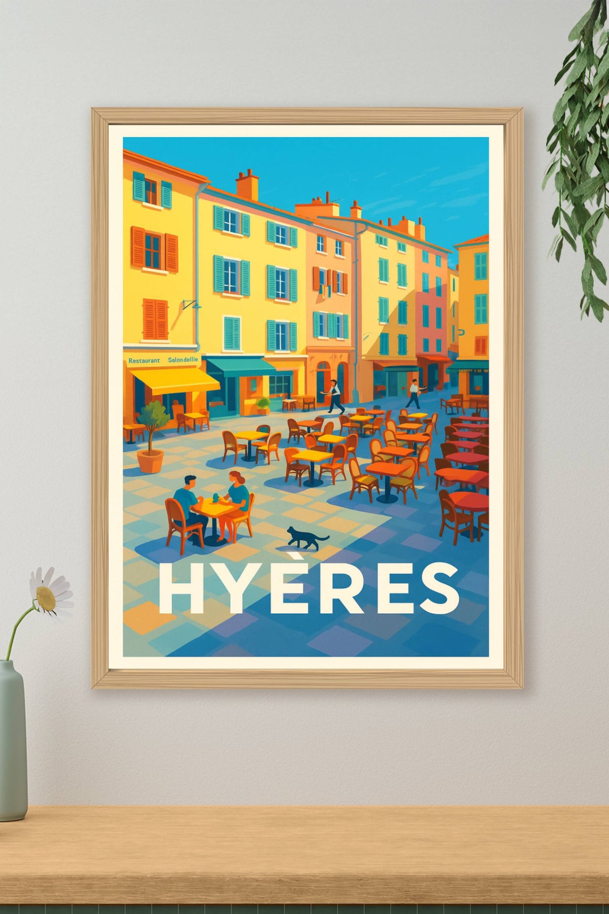 Affiche Hyères — Douceur de vivre en terrasse · poster d'art de Hyères