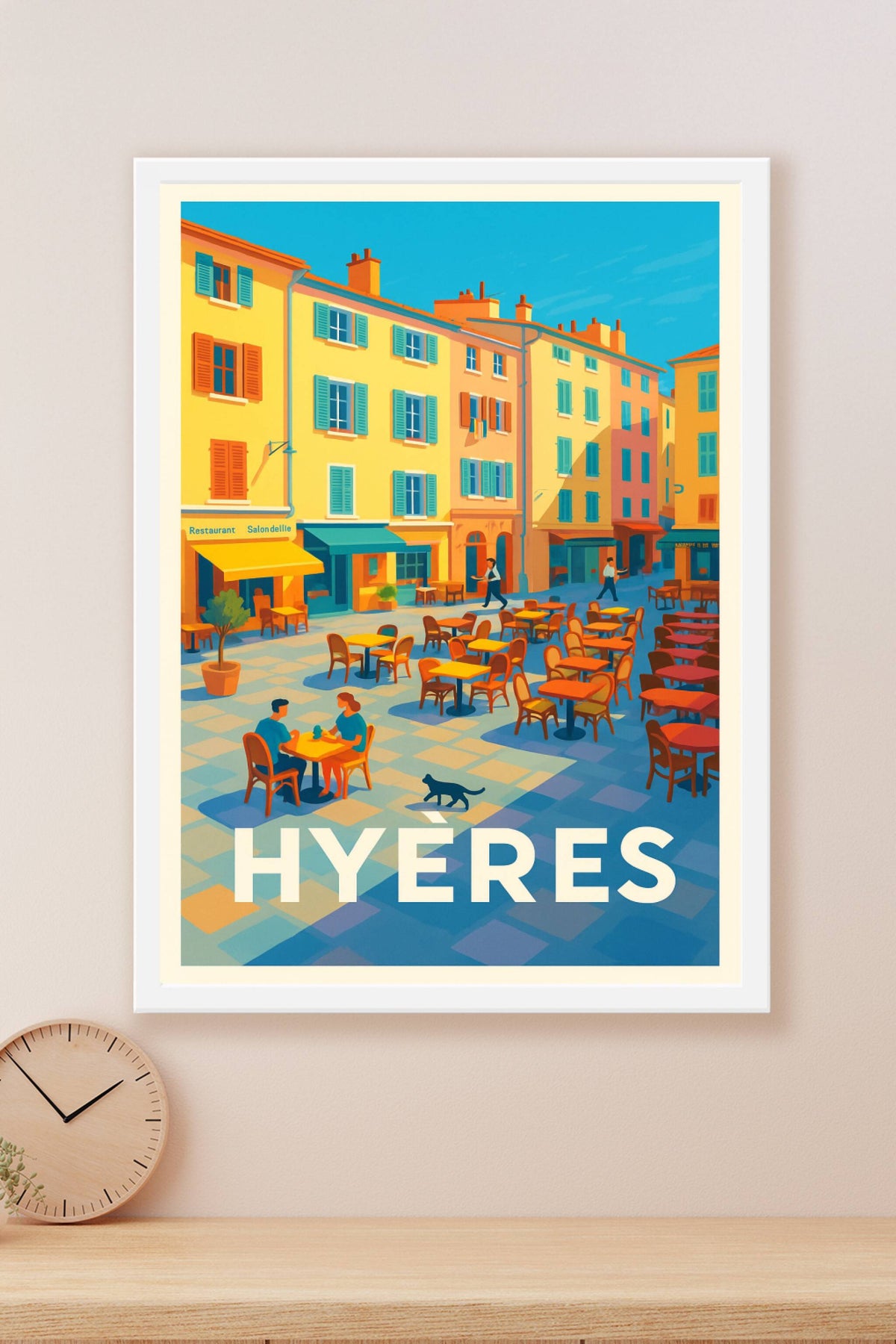 Affiche Hyères — Douceur de vivre en terrasse · poster d'art de Hyères