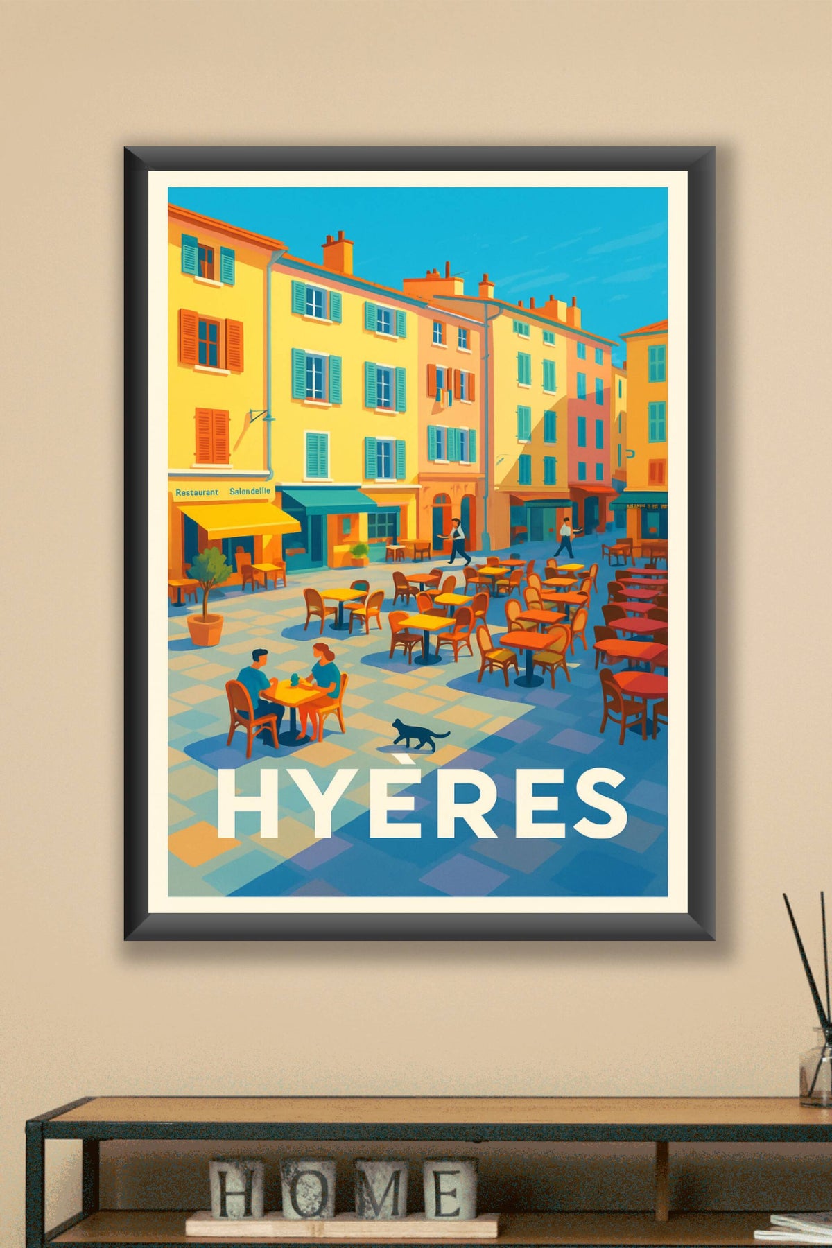 Affiche Hyères — Douceur de vivre en terrasse · poster d'art de Hyères